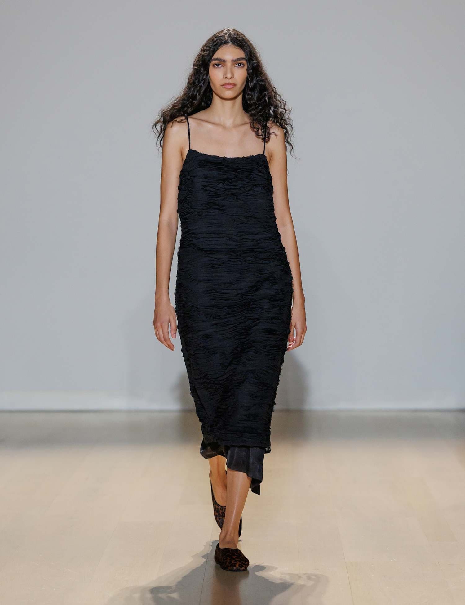 Marks & Spencer M&S Georgette Textured Layered Midi Cami Dress Black