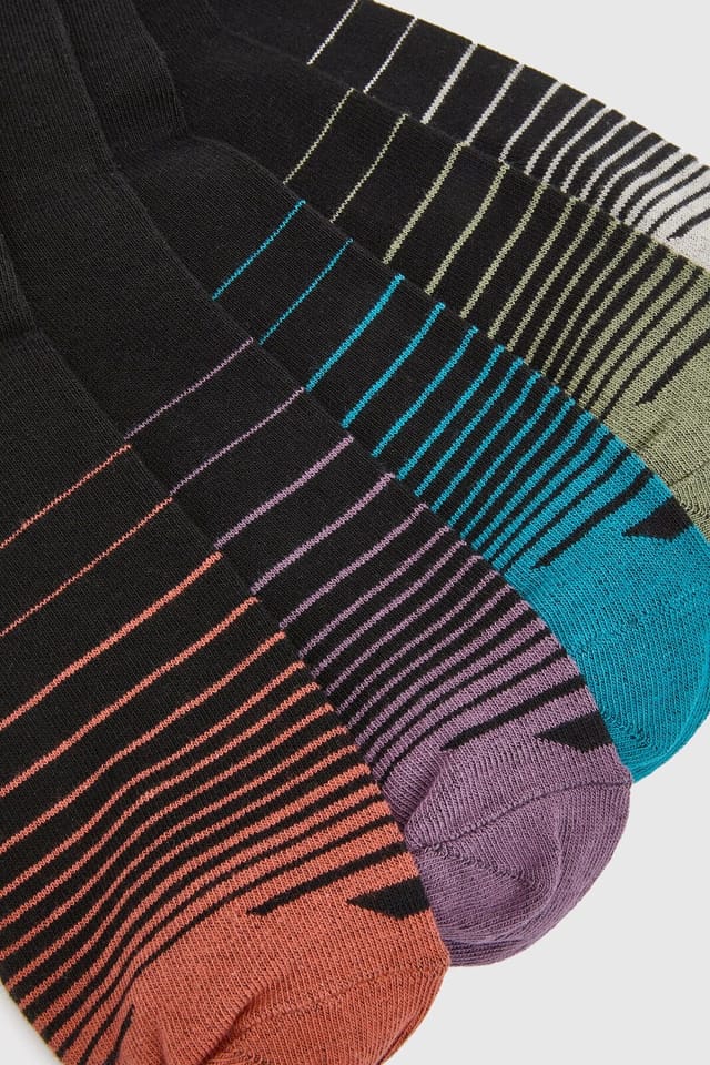 Burton Burton Men's Black 5 Pack Stripe Detail Socks - 2