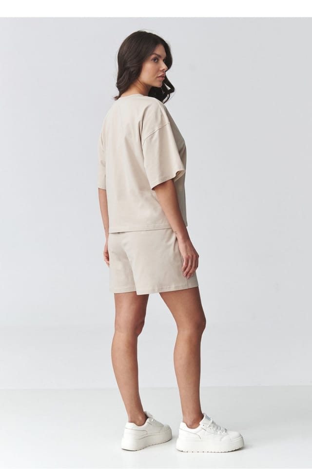 Love Lace Love Lace Women's Loose Blouse & Shorts Set in Beige - 3