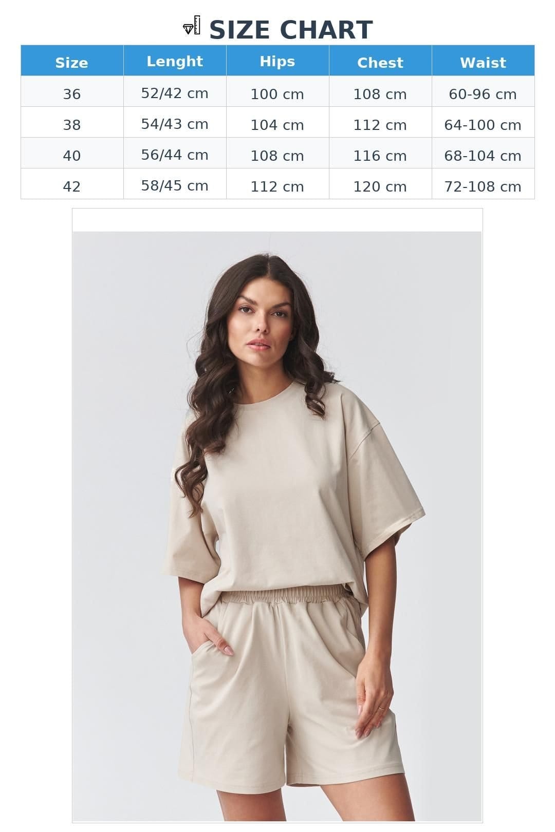 Love Lace Love Lace Women's Loose Blouse & Shorts Set in Beige - 4