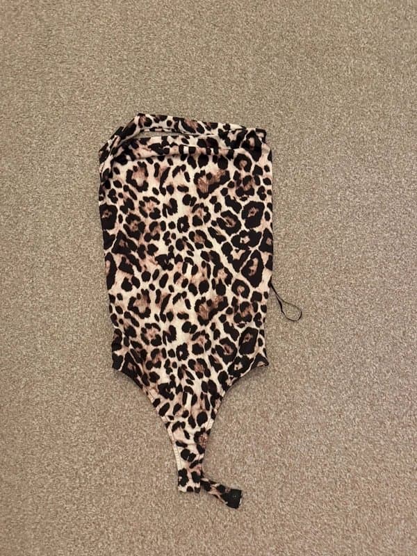 Bershka Bershka Leopard Print Halterneck Bodysuit XS