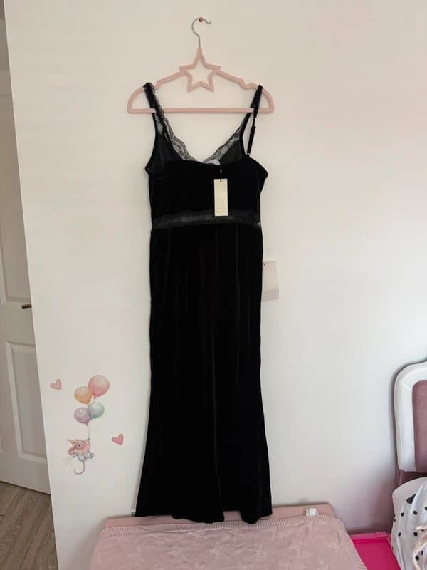 Never Fully Dressed Never Fully Dressed lace-panel midi dress in black