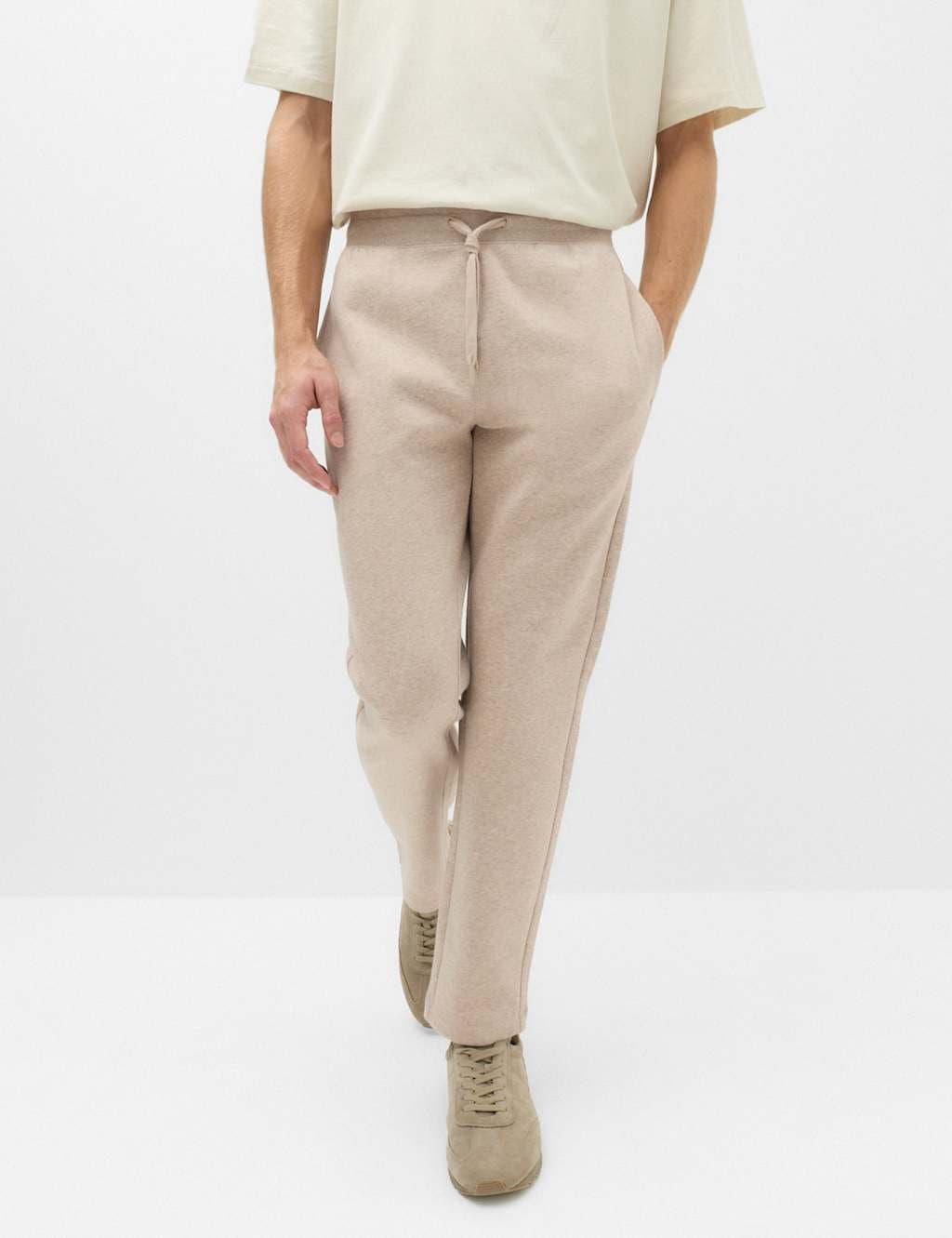 Marks & Spencer M&S Cotton Rich Straight Leg Joggers Taupe