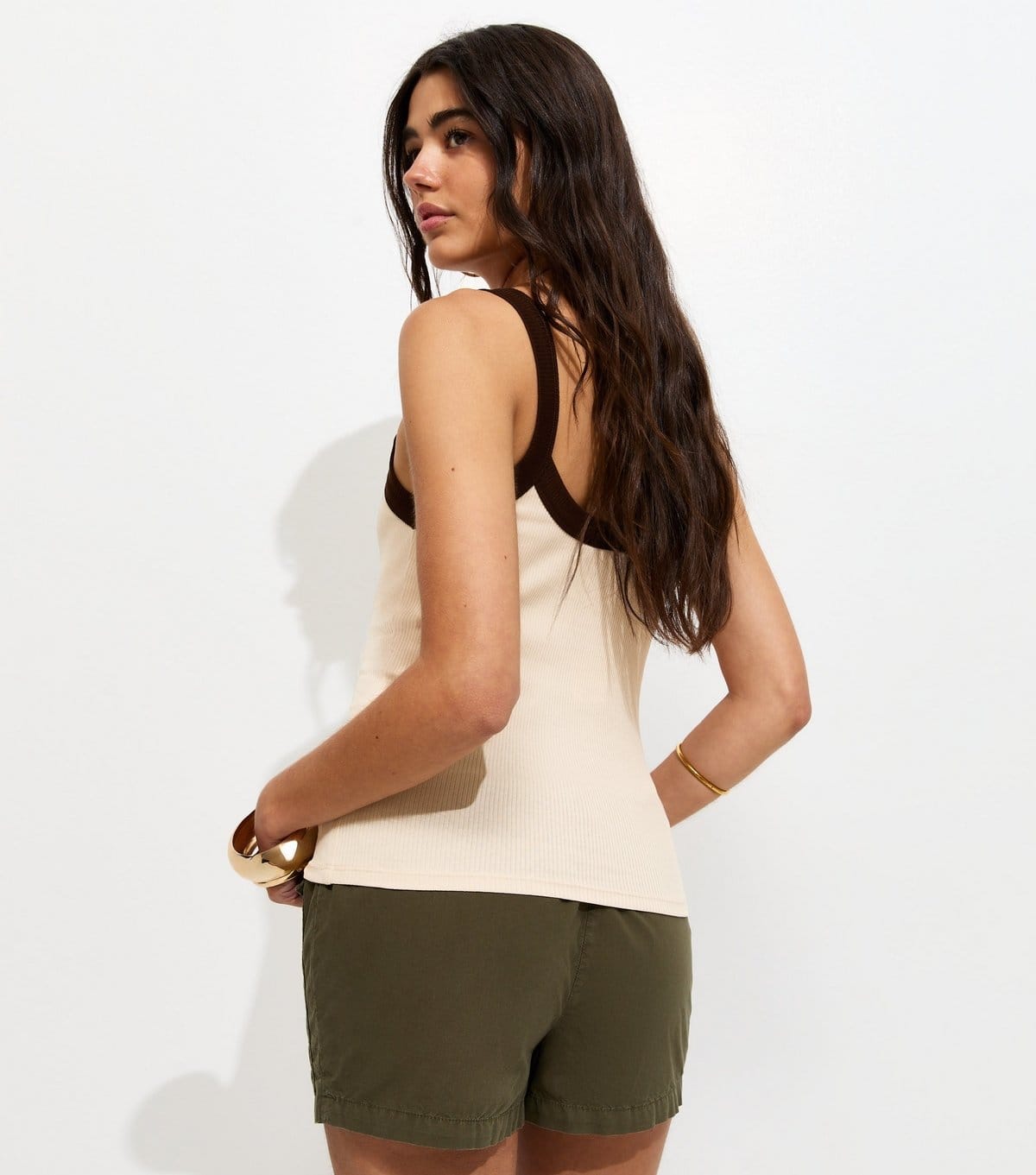 New Look Women's Cream Ribbed Scoop Neck Cami Top New Look - 4