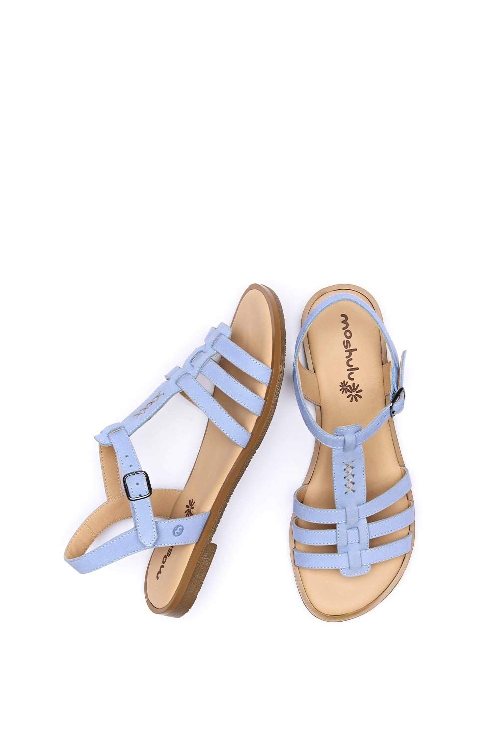 Moshulu Moshulu Women's 'Saltern' Strappy leather t-bar sandals in Light Blue - 2