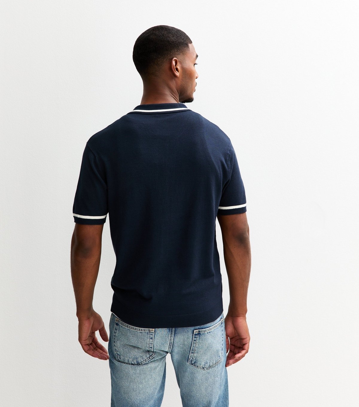 New Look Men's Dark Blue Regular Fit Contrast Trim Stripe Placket Shirt New Look - 4