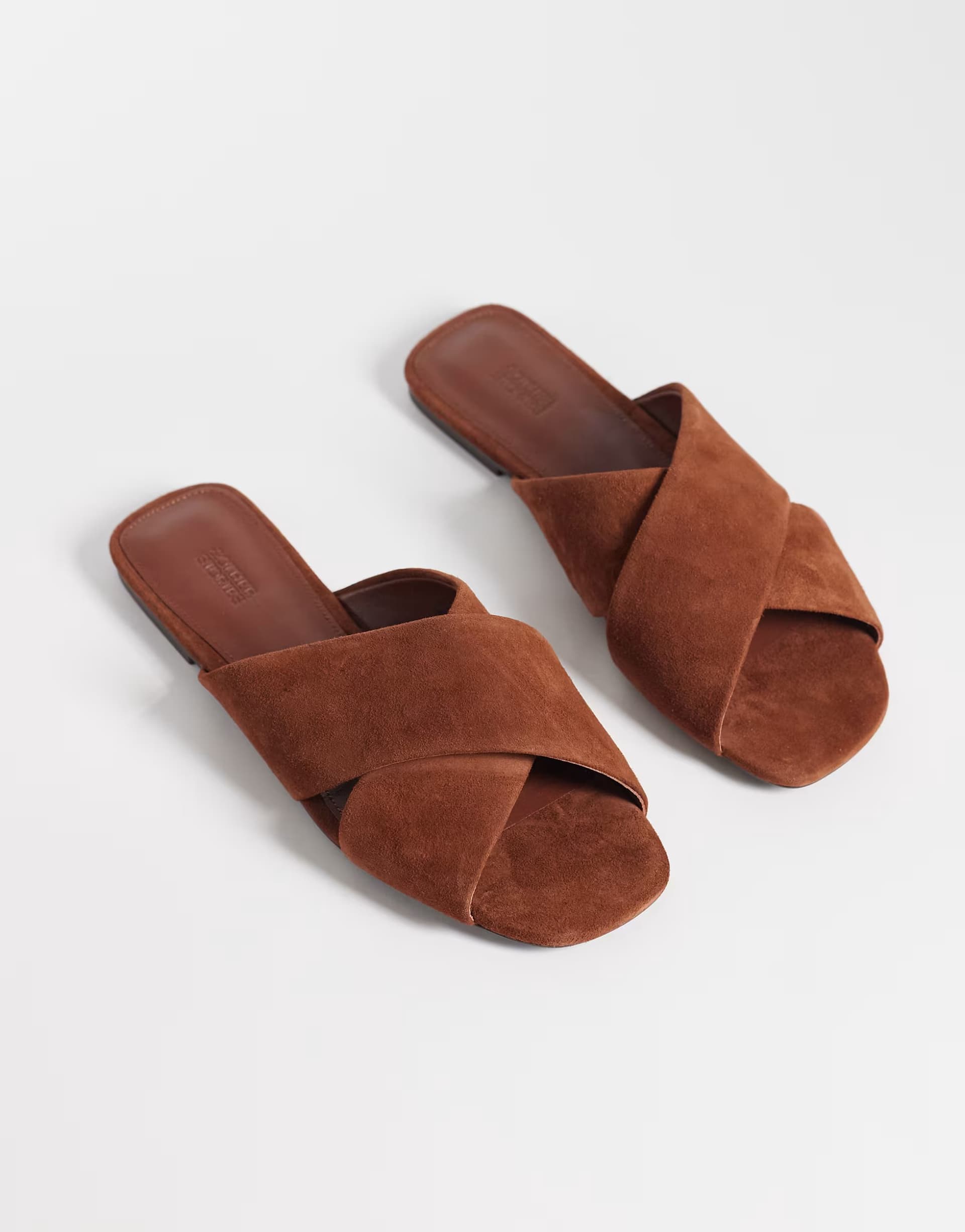 ASOS & Other Stories pure leather and suede flat criss cross sandal in brown