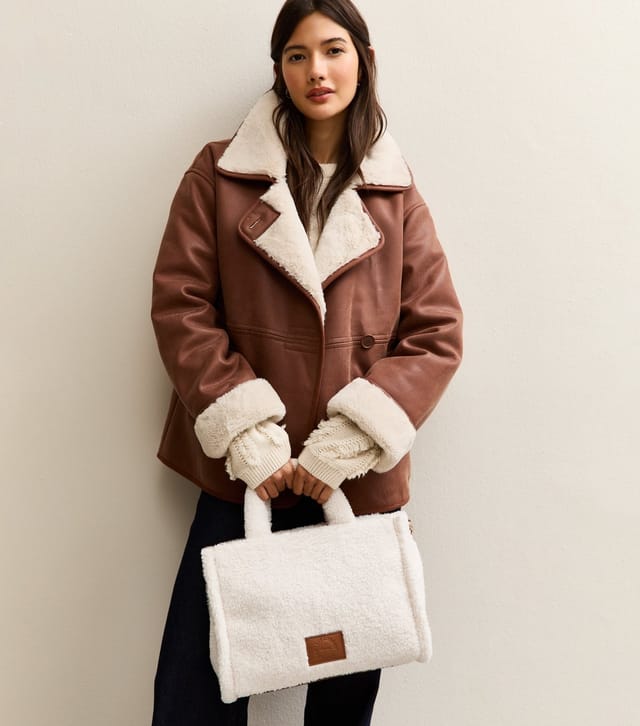 New Look Cream Borg Embossed Logo Tote Bag New Look - 2