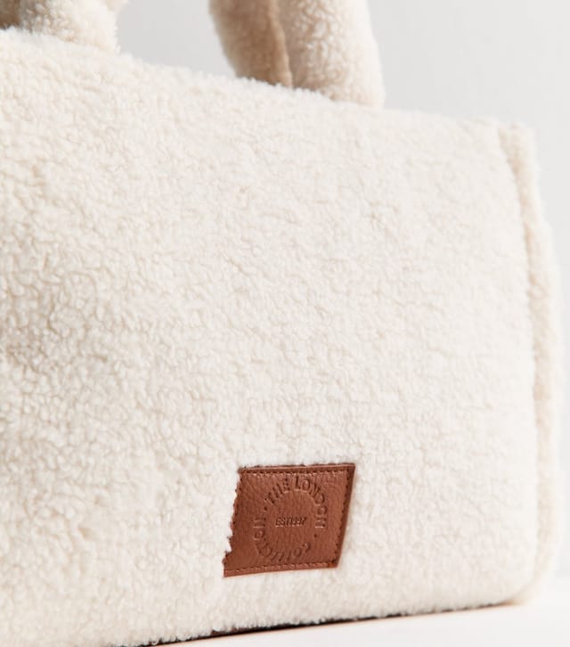 New Look Cream Borg Embossed Logo Tote Bag New Look - 3