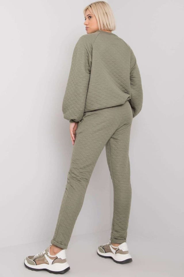 Love Lace Love Lace Women's Quilted Tracksuit Set Sweatshirt & Pants in Green - 3