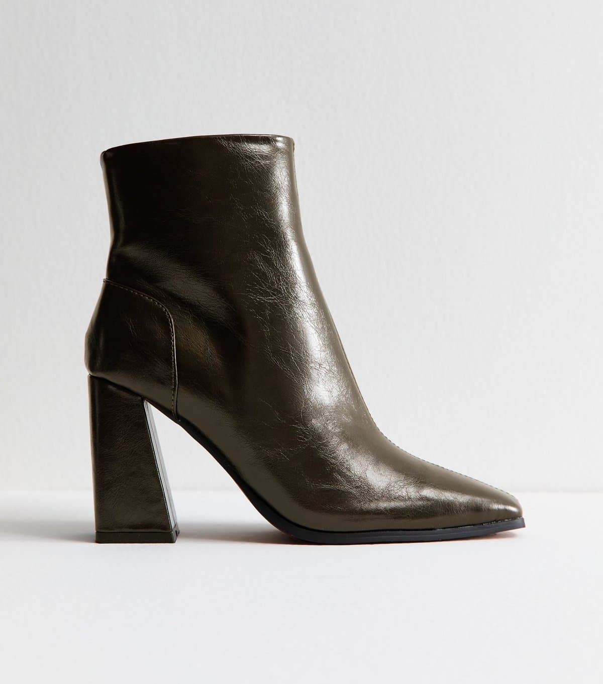 New Look New Look Dark Khaki Faux Leather Ankle Boots