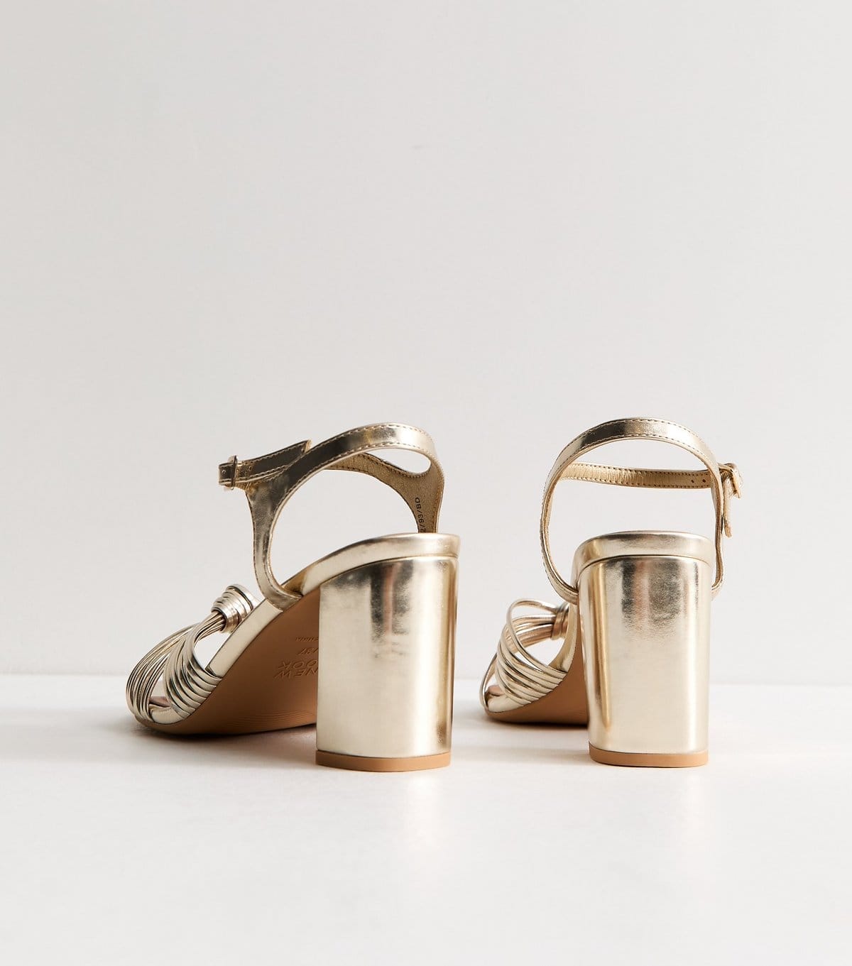 New Look Women's Wide Fit Gold Knot Strap Block Heel Sandals Vegan New Look - 4