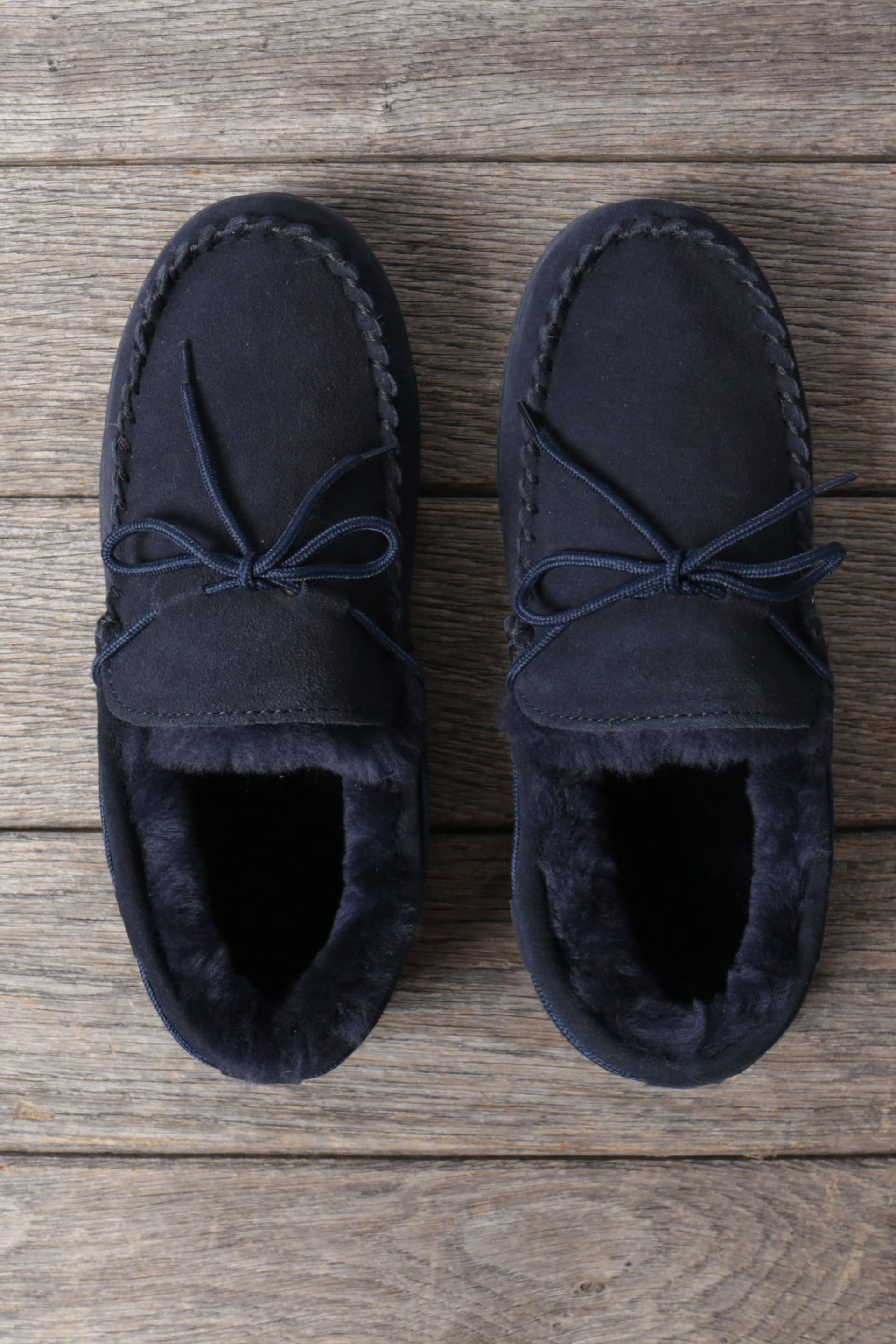WoolOvers WoolOvers Men's Mens Hard Sole Moccasin in Navy