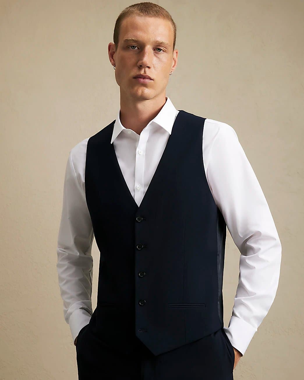 River Island Mens River Island Navy Slim Fit Waistcoat