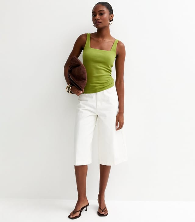 New Look Women's Premium Light Khaki Square Neck Top New Look - 2