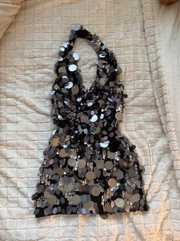 ASOS ASOS Embellished Sequin Halter Mini Dress Size 10