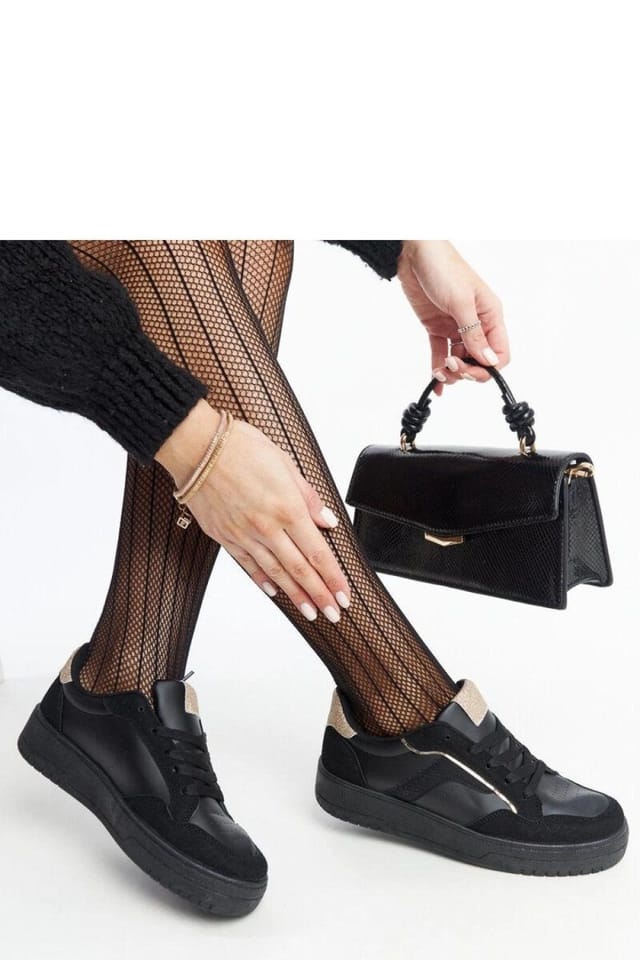 Love Lace Love Lace Women's Platform Lace Up Rubber Sole Sneakers for Spring Summer in Black - 2