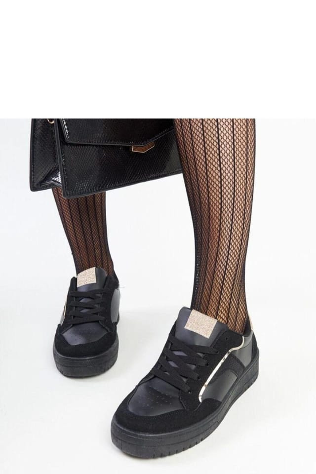Love Lace Love Lace Women's Platform Lace Up Rubber Sole Sneakers for Spring Summer in Black - 3