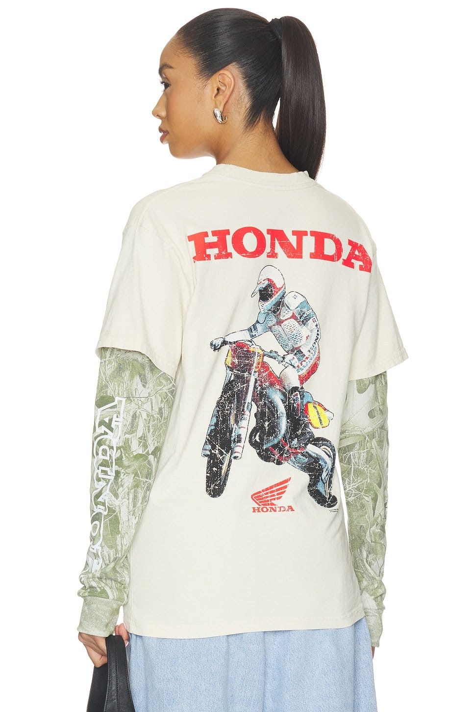 Revolve Honda Graphic Long Sleeve Tee in Natural