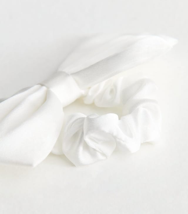 New Look White Satin Bow Scrunchie New Look - 3