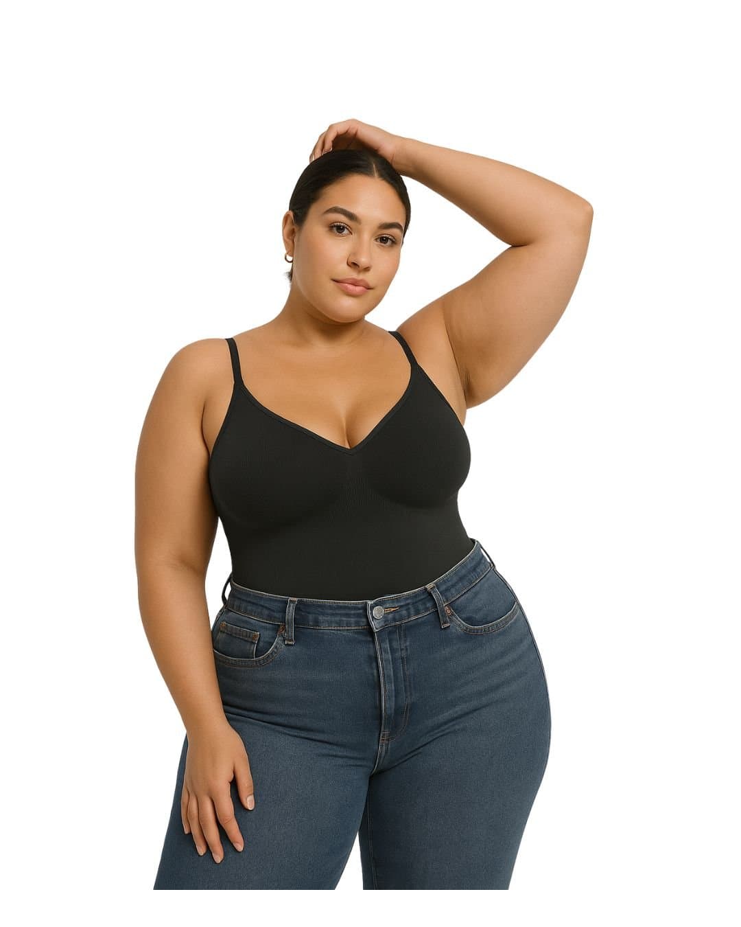 GWB Shapewear GWB Shapewear Women's Black Aurasnatch Seamless Tummy Control Shapewear Bodysuit