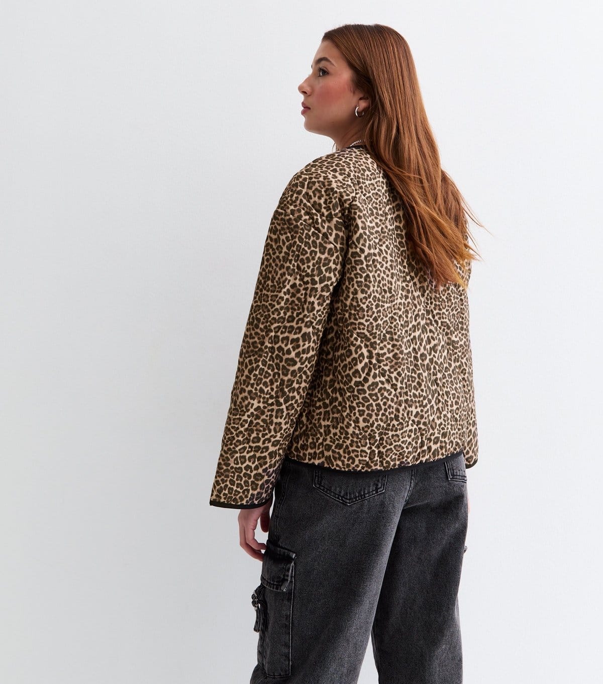 New Look Girls' Brown Leopard Print Quilted Jacket New Look - 4