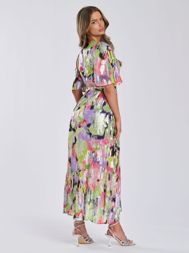 Finding Friday Finding Friday Women's Metallic Printed Maxi Wrap Dress - 3