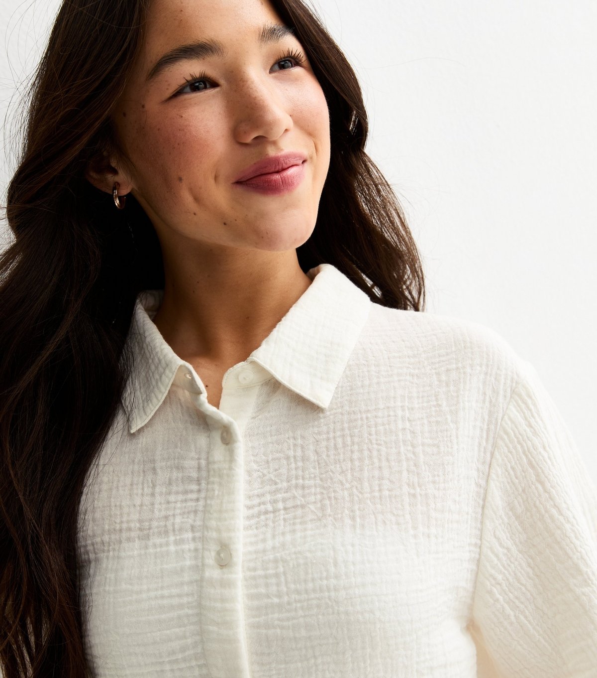 New Look Girls' White Cotton Textured Ric Rac Trim Shirt New Look - 2