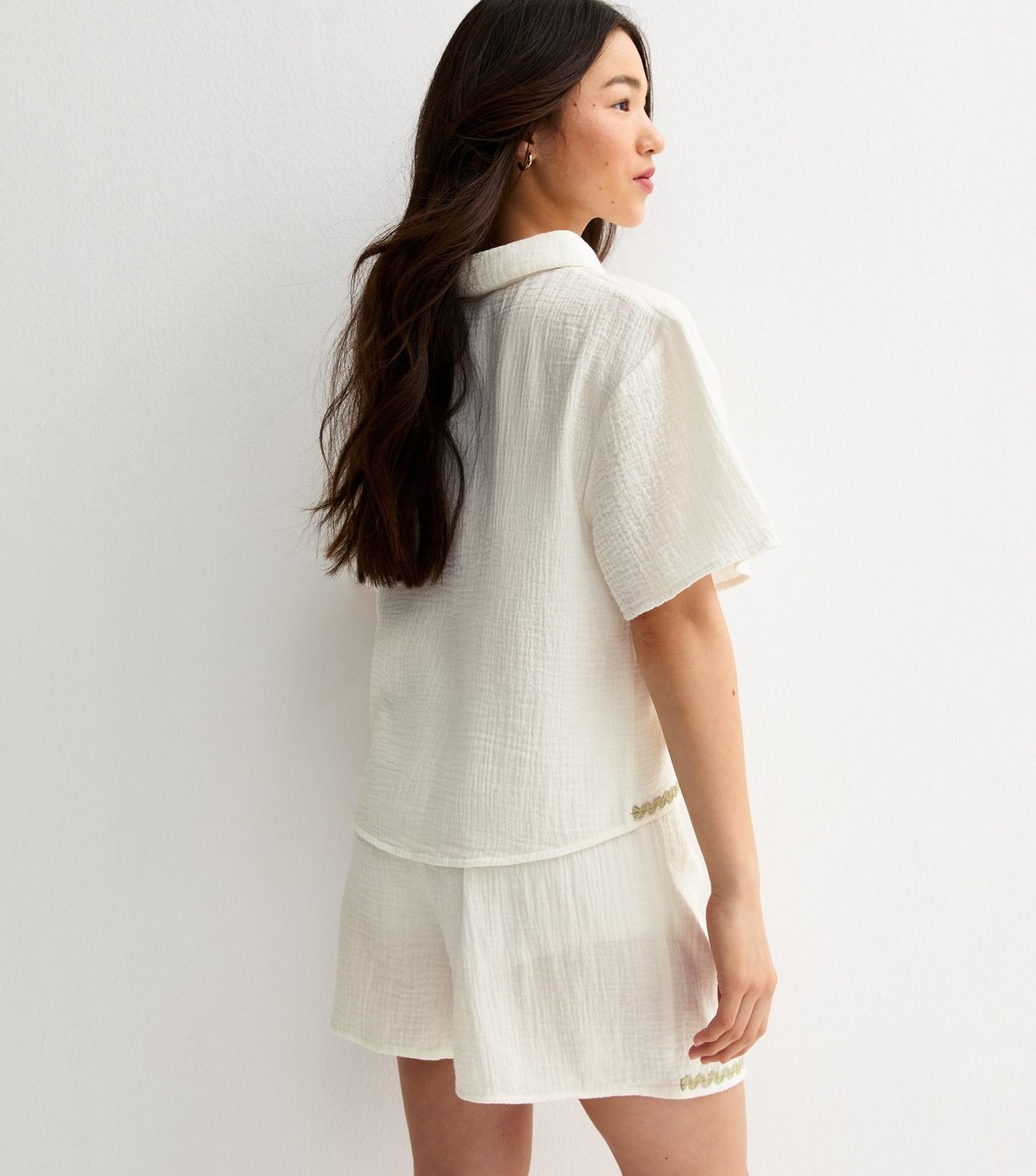 New Look Girls' White Cotton Textured Ric Rac Trim Shirt New Look - 4