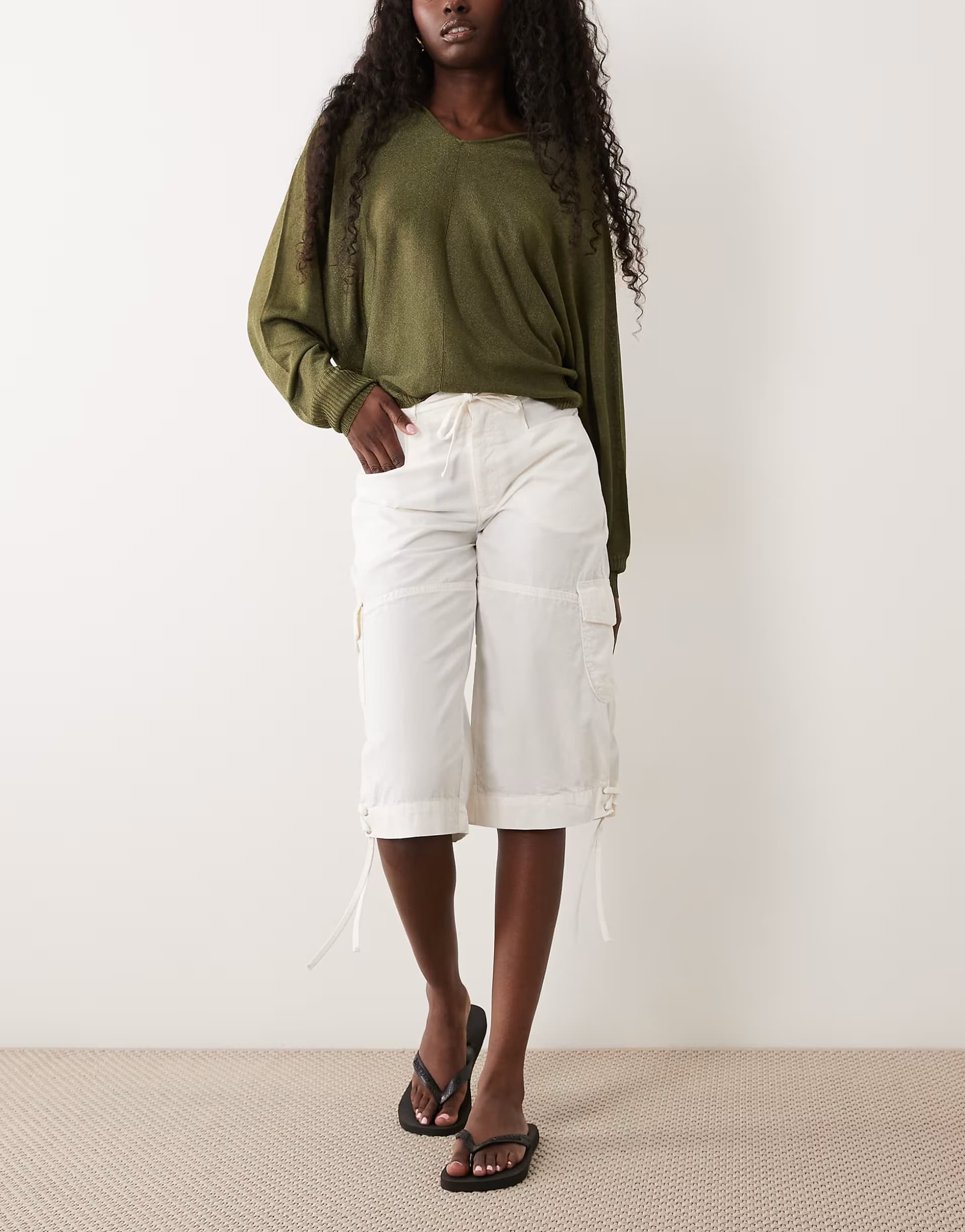 ASOS Miss Selfridge cargo capris in cream