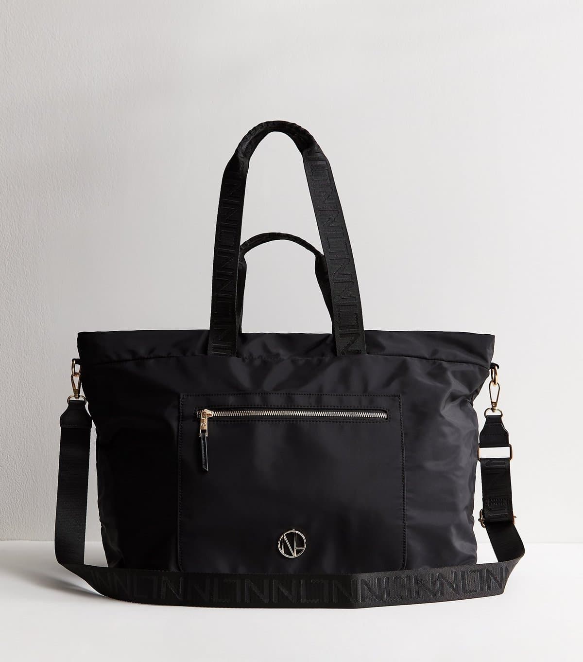 New Look New Look Black Woven Weekender Tote Bag