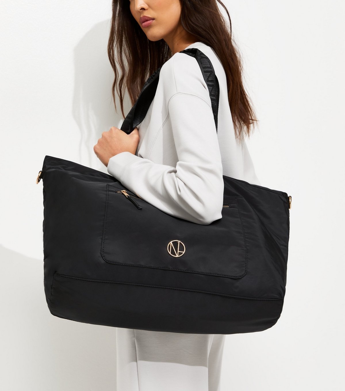 New Look Black Woven Slouchy Weekender Tote Bag New Look - 2