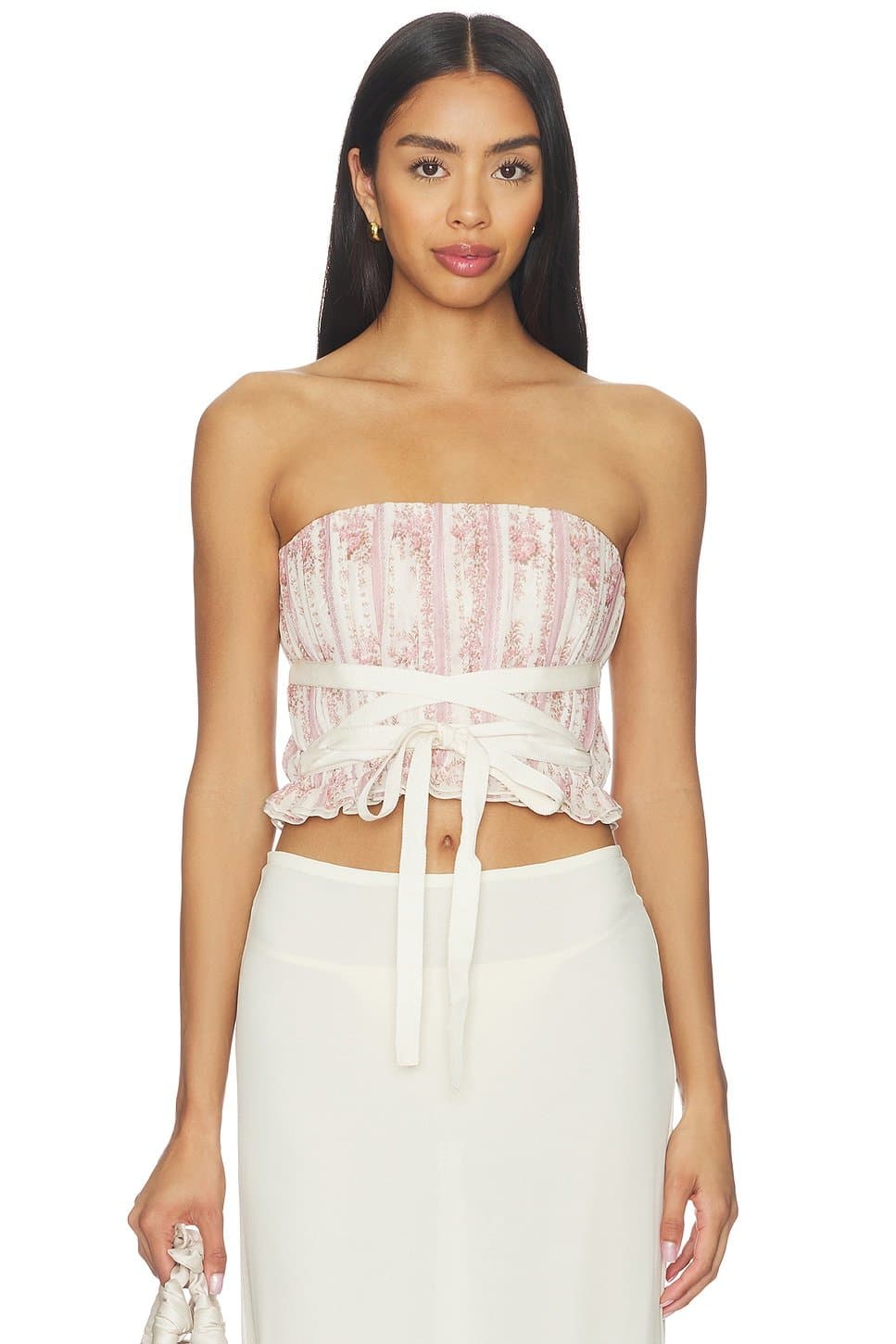 revolve Revolve Sadie Strapless Top in Strawberry Victorian Stripe