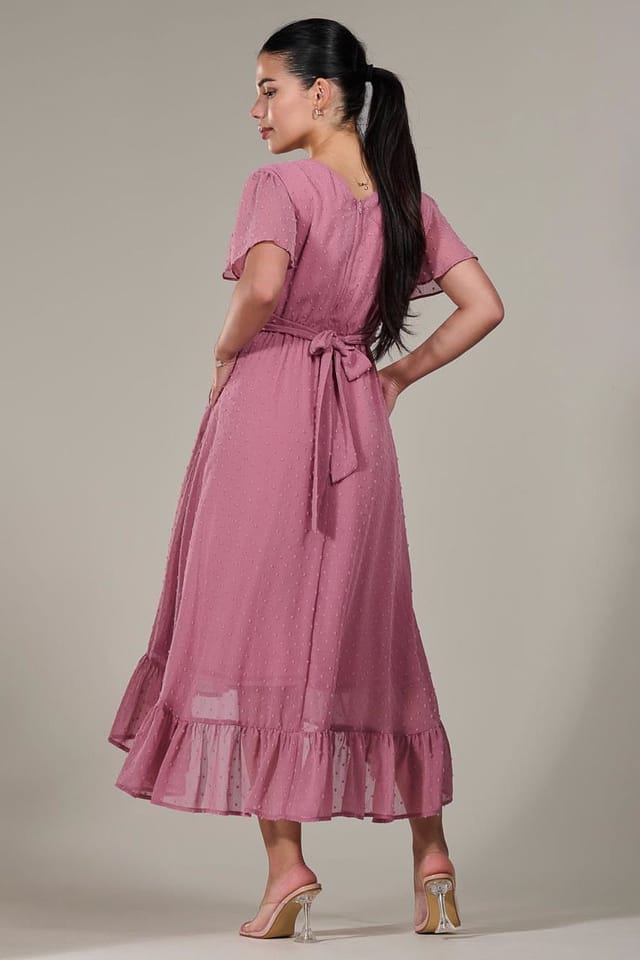 Jolie Moi Jolie Moi Women's Petite High-Low Midaxi Dress in Dusty Pink - 2