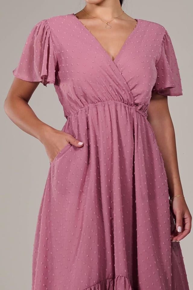 Jolie Moi Jolie Moi Women's Petite High-Low Midaxi Dress in Dusty Pink - 3