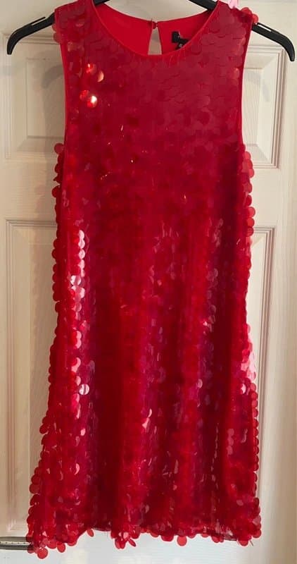 New Look New Look Red Sequin Embellished Mini Shift Dress RRP £39.99 Size 14