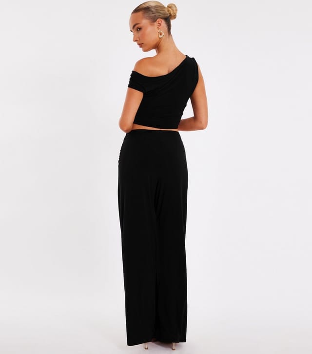 Quiz Women's Black Wide Leg Jersey Trousers Quiz New Look - 3