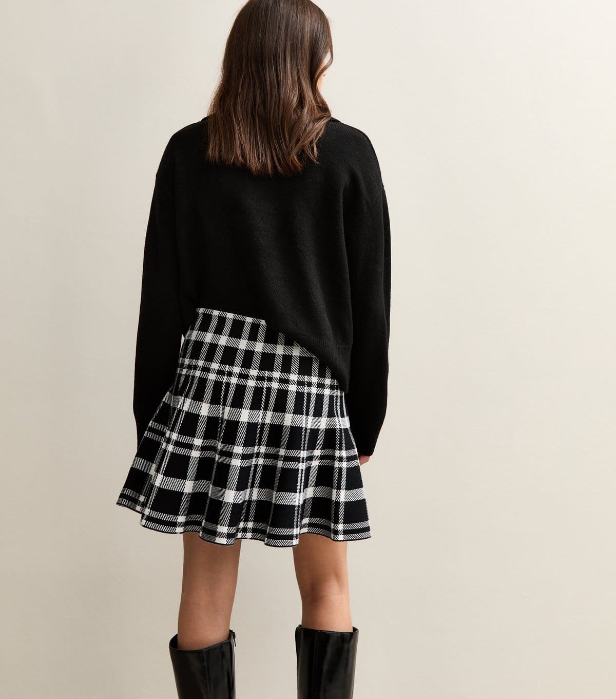 New Look Women's Black Check Knit Flippy Mini Skirt New Look - 4