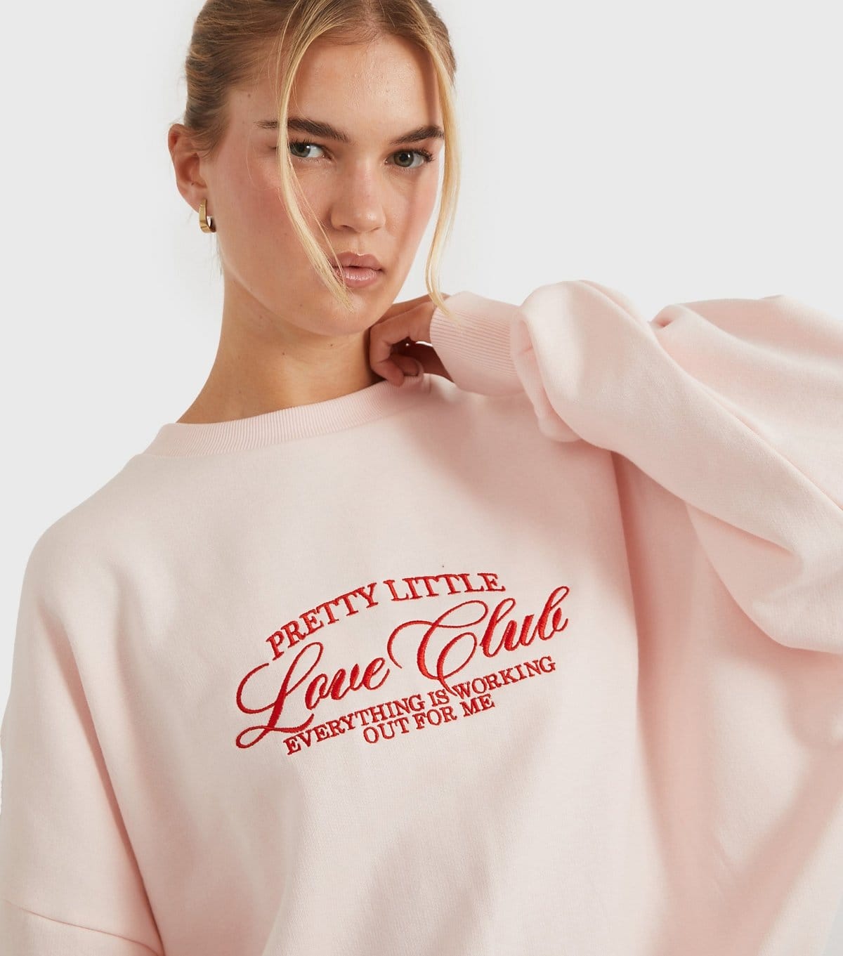 Skinnydip Women's Light Pink Pretty Little Love Club Sweatshirt Skinnydip New Look - 4