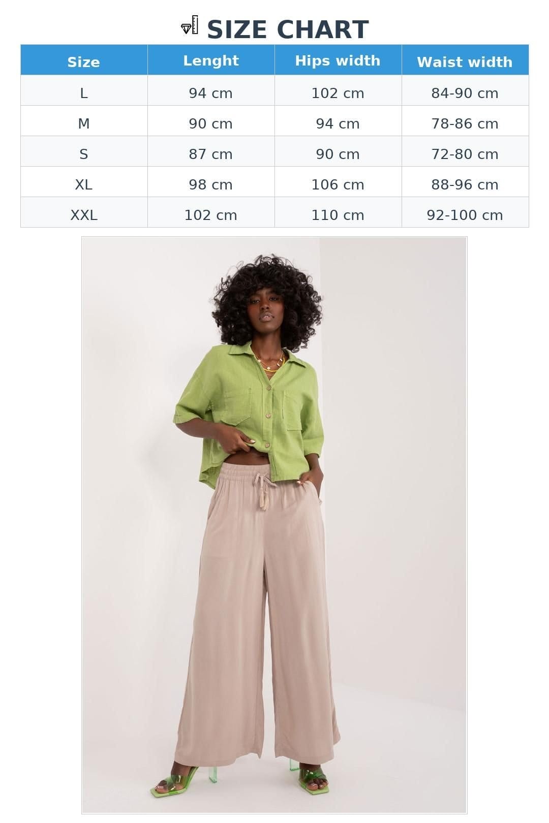Love Lace Love Lace Women's Viscose Palazzo Pants with Drawstring Waist in Beige - 4