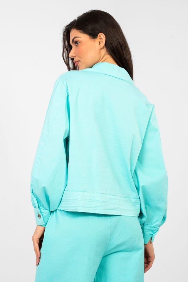 Love Lace Love Lace Women's Casual Cotton Elastane Long Sleeve Shirt in Blue - 2