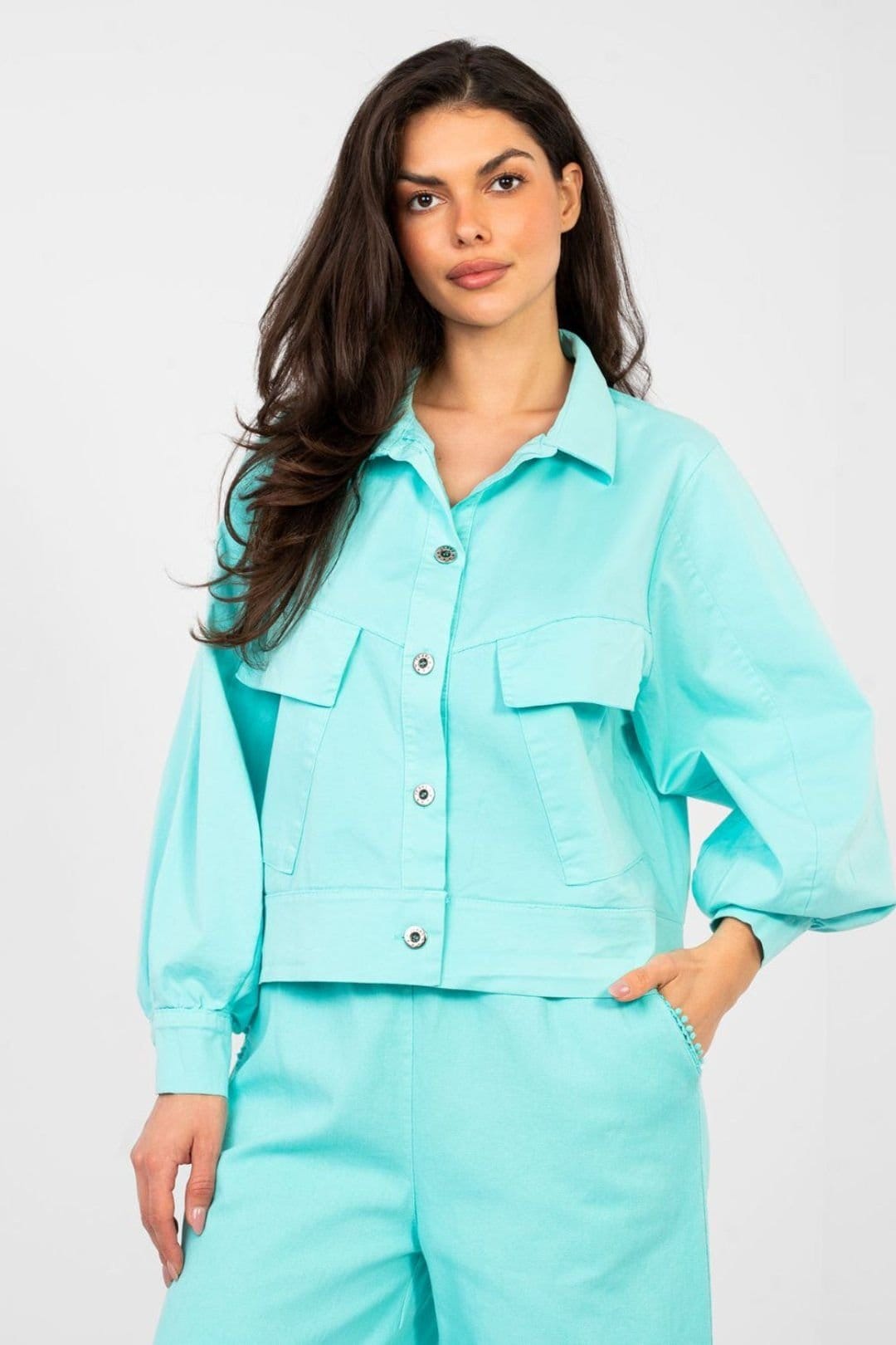 Love Lace Love Lace Women's Casual Cotton Elastane Long Sleeve Shirt in Blue - 4