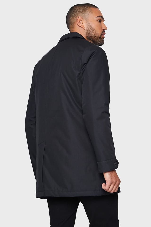 Threadbare Threadbare Men's 'Dumfries' Showerproof Padded Longline Mac in Black - 2