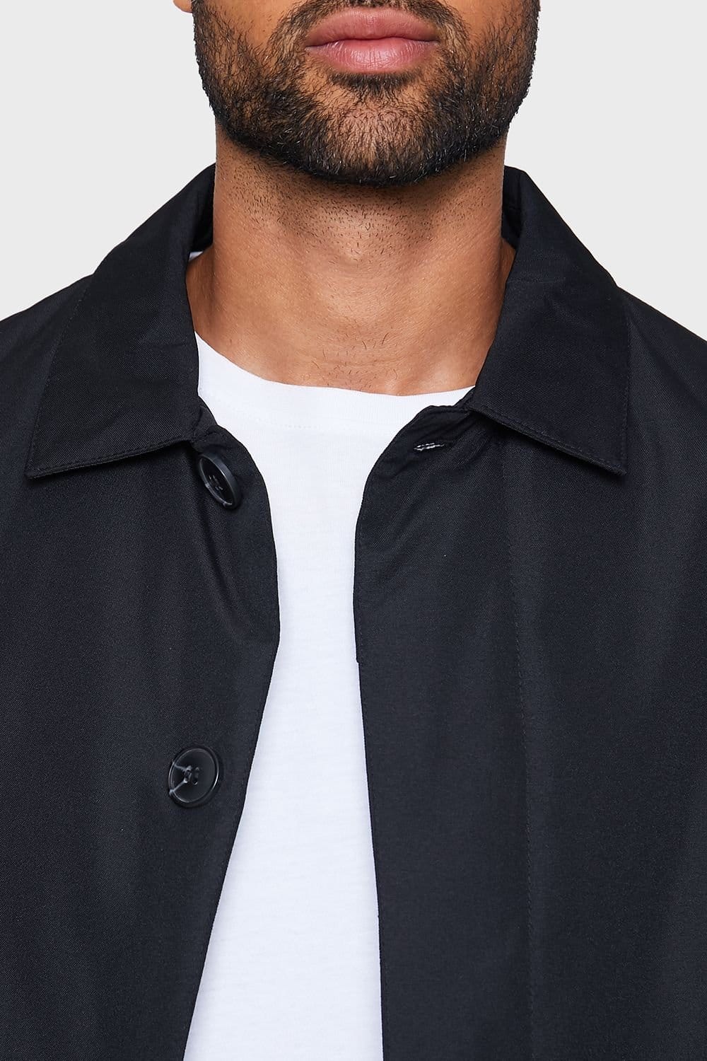 Threadbare Threadbare Men's 'Dumfries' Showerproof Padded Longline Mac in Black - 4