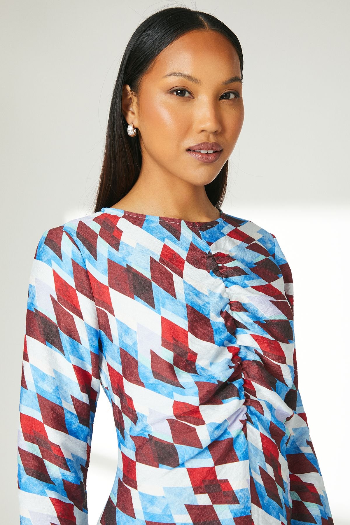 Principles Principles Women's Geo Print Ruched Front Midi Dress - 3