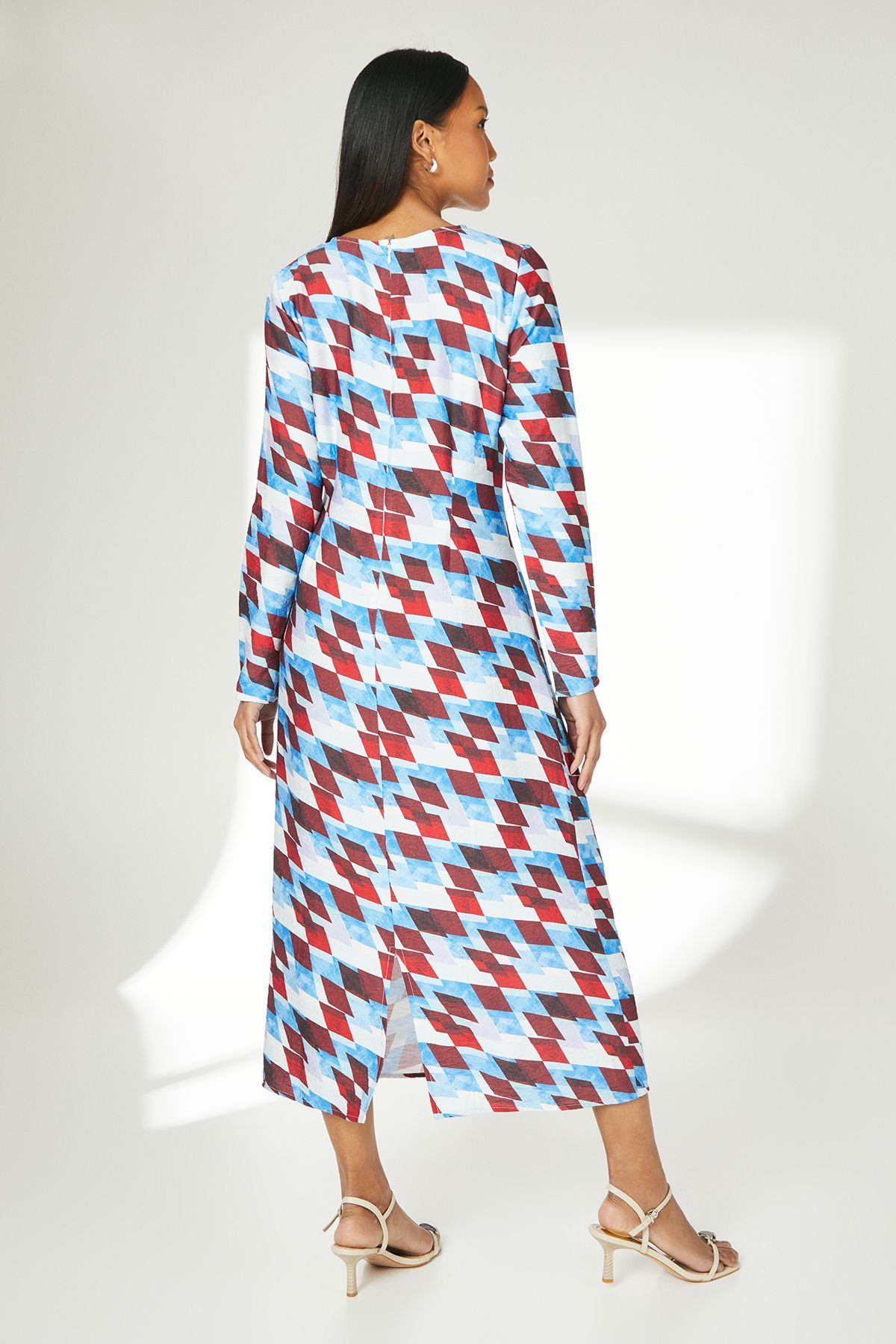 Principles Principles Women's Geo Print Ruched Front Midi Dress - 4