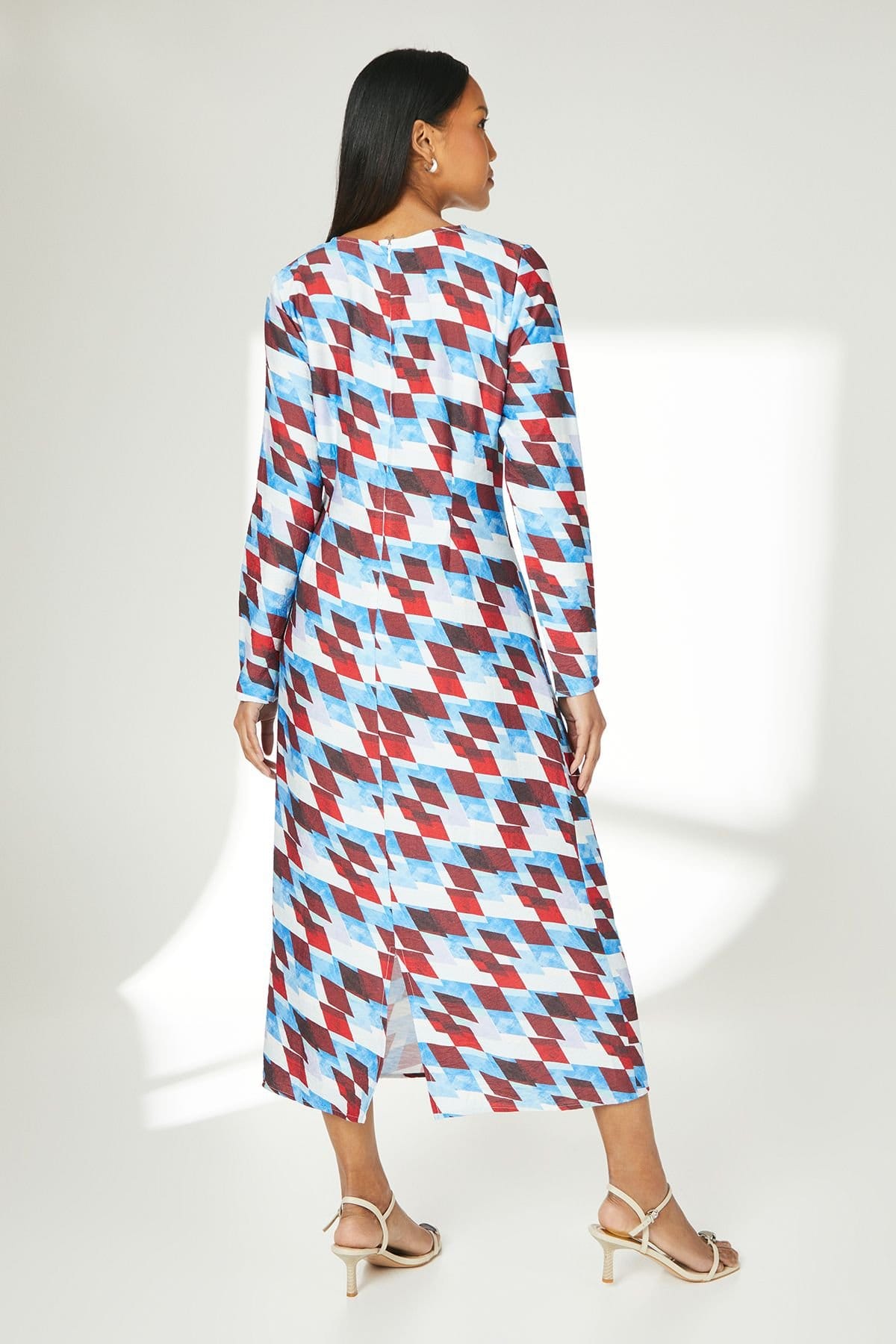 Principles Principles Women's Geo Print Ruched Front Midi Dress - 4