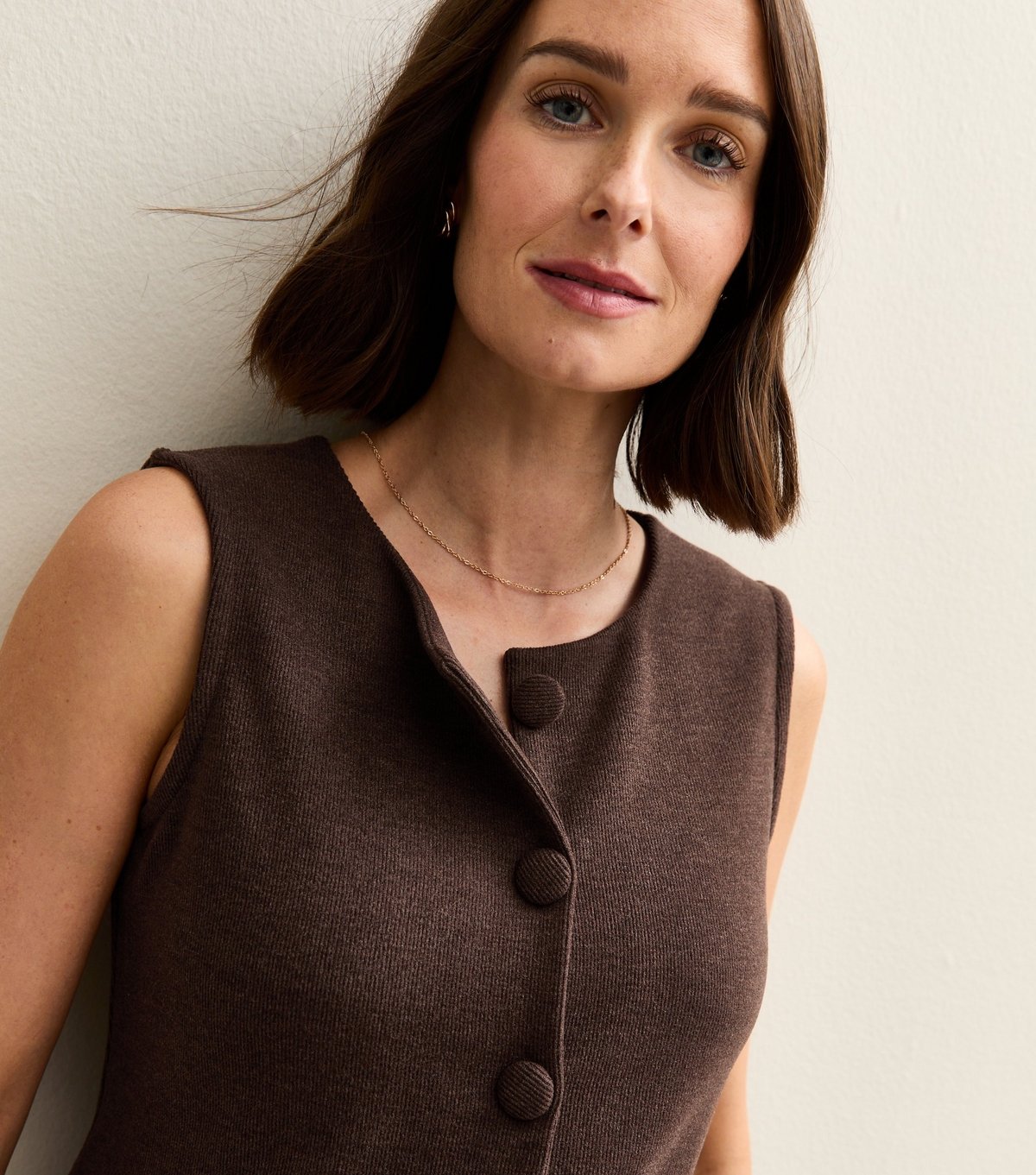 New Look Women's Maternity Brown Soft Touch Crew Neck Waistcoat New Look - 2