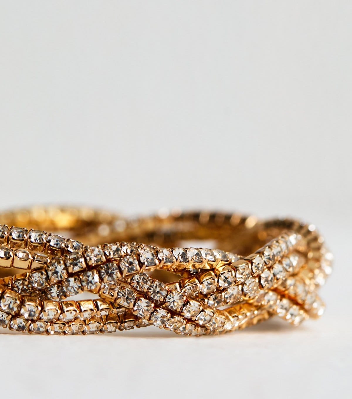 New Look Gold Tone Plaited Diamante Embellished Bracelet New Look - 4