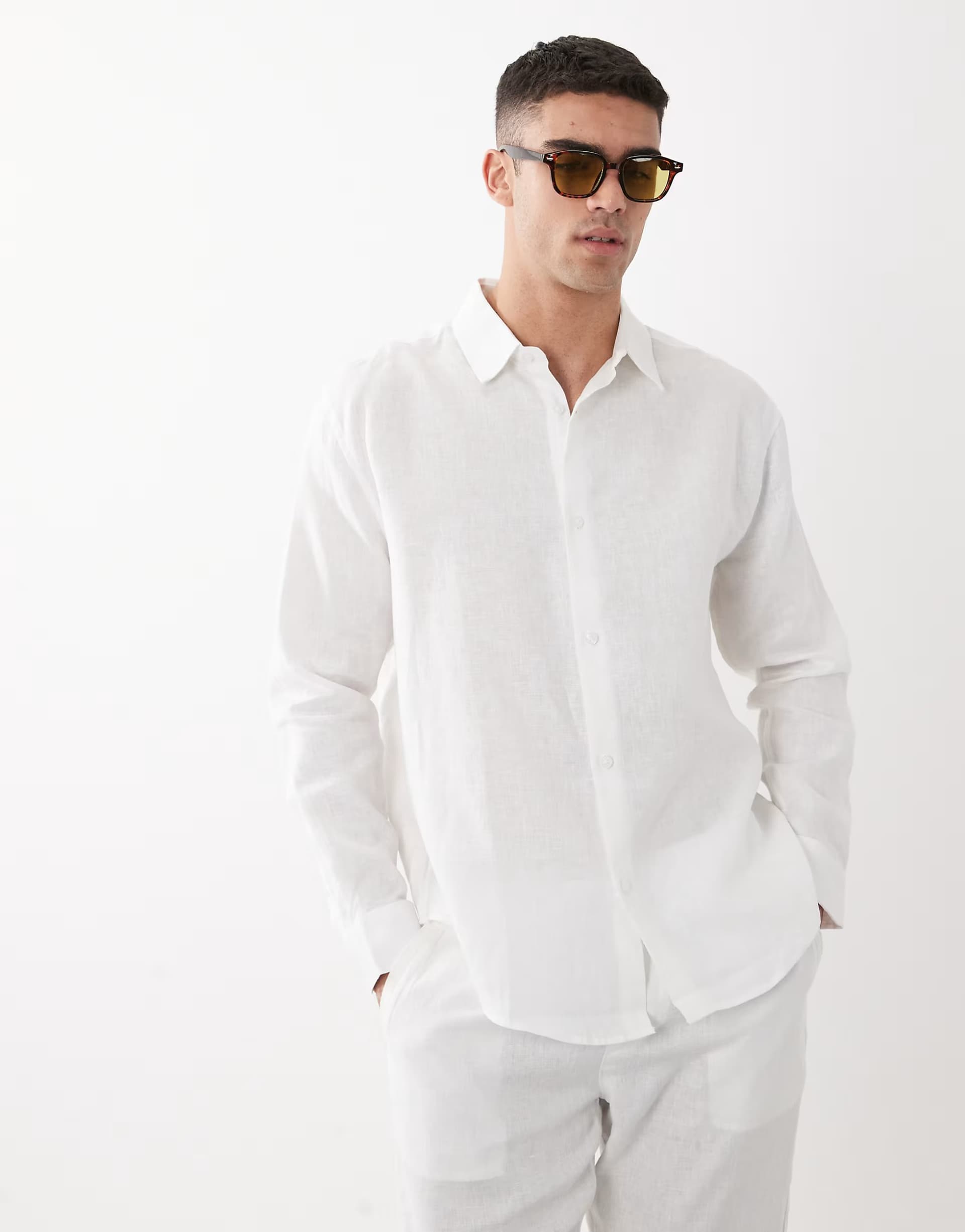 ASOS ASOS DESIGN co-ord 100% linen relaxed shirt in white